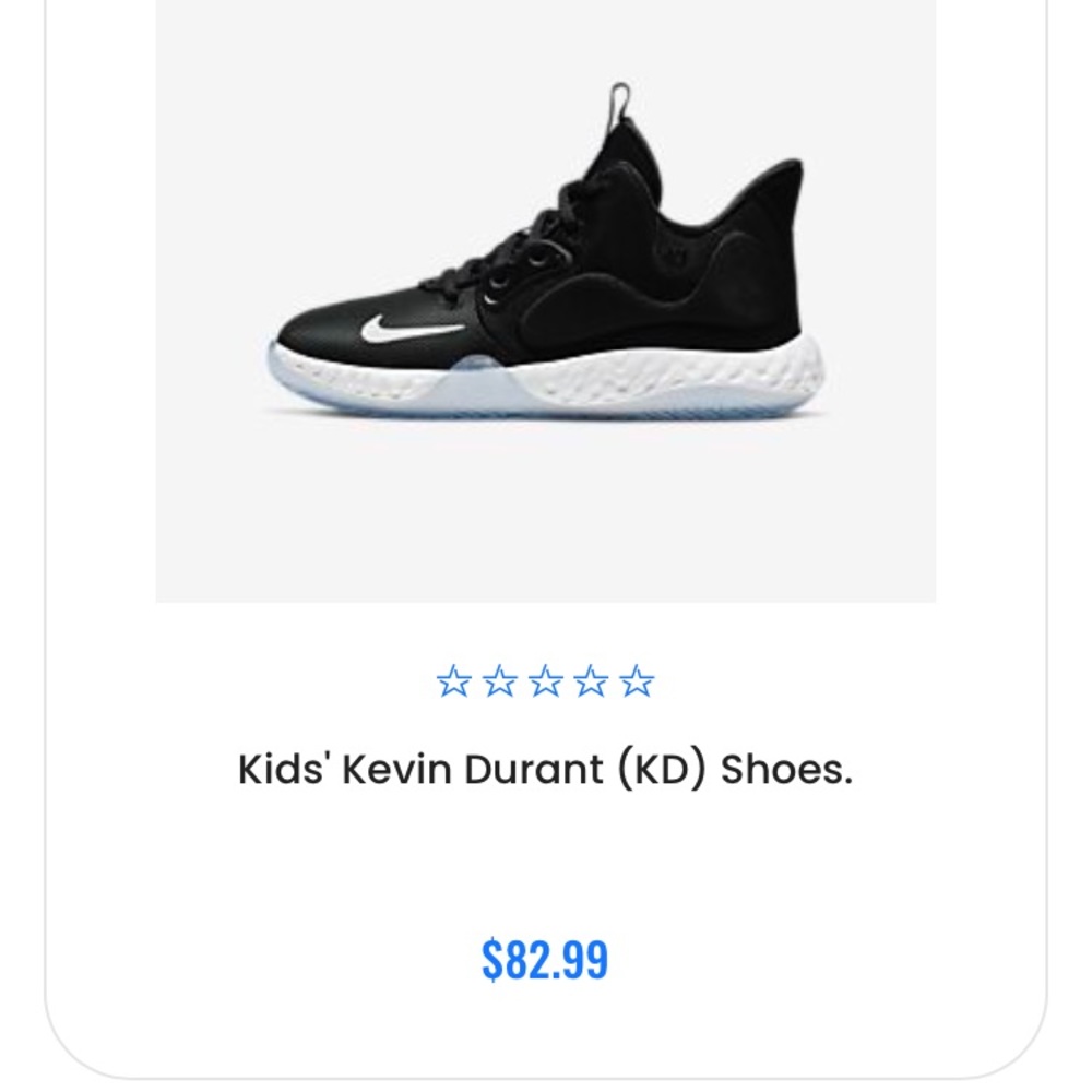 Kids Kevin Durant (KD) Nike Basketball Shoes